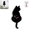 Schwarze Katze Wanduhr mit schwingendem Schwanz, leise Produktbild-Vorschau 1