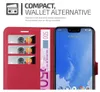 A red phone case with card slots and a banknote is shown next to a smartphone. Náhled obrázku produktu
