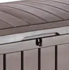 A close-up view of a brown storage box with a wood-grain texture and a metal latch. Podgląd zdjęcia produktu