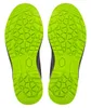 The soles of two black work shoes with bright green treads are shown against a white background. Podgląd zdjęcia produktu
