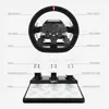 A diagram of a gaming steering wheel and pedals with labels pointing out various features. Produktbild-Vorschau