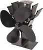 A black stove fan with four blades is shown against a white background. Podgląd zdjęcia produktu