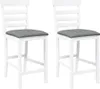Two white bar stools with gray cushions are shown against a white background. Náhled obrázku produktu