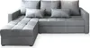 A grey sectional sofa with multiple cushions, shown from a front-facing angle against a white background. Produktbild-Vorschau