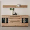 Wohnzimmer-Sideboard 200 cm breit in Eiche mit 2 Glastüren Produktbild-Vorschau 7