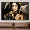 Frau mit Hund modern Wandbild Leinwandbild Kunstdruck XL Produktbild-Vorschau 3