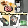 A collage of images showcasing different features and storage options of a kitchen cart, including food items, kitchenware, and the cart's interior. Náhled obrázku produktu