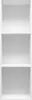 An empty white bookshelf with three shelves. Produktbild-Vorschau