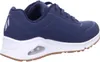 A side view of a blue Skechers sneaker with a white sole and brown outsole. Anteprima dell’immagine prodotto