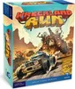 The image shows the front and side panel of a board game box, depicting a post-apocalyptic racing scene with stylized vehicles and characters. Produktbild-Vorschau