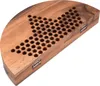A wooden game board with a hexagonal grid of holes, designed in a semi-circular shape. Produktbild-Vorschau