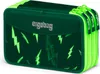 A green pencil case with a lightning bolt pattern and lime green zippers. Náhled obrázku produktu