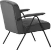 A grey armchair with black metal legs, shown from a three-quarter rear view against a white background. Produktbild-Vorschau