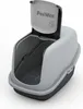 A modern, enclosed cat litter box with a lid that is open, showing the interior. Produktbild-Vorschau