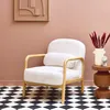 Poltrona scandinava arrotondata in legno di hevea, Crema Anteprima dell’immagine prodotto 6