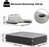 Diagrams showing the dimensions and features of an inflatable mattress and sofa. Produktbild-Vorschau