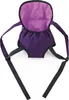 A purple and black doll carrier is shown against a white background. Produktbild-Vorschau