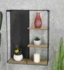 Wandregal mit 3 Etagen - ca. 40x50x11,5 cm - Metal / Holz Produktbild-Vorschau 2