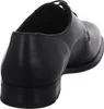 A black leather shoe shown from a rear-side angle. Produktbild-Vorschau