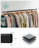 A collage image showing a garment rack with clothes, a close-up of a product part with dimensions, and a diagram illustrating layers. Produktbild-Vorschau