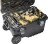 An open tool box with various tools inside, including a level and tape measure. Anteprima dell’immagine prodotto
