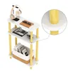 3 Ablagen Schmaler Beistelltisch,Holz Couchtisch,Kleiner Produktbild-Vorschau 5
