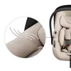A close-up view of a beige baby car seat with a magnified inset showing airflow lines. Produktbild-Vorschau