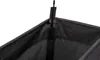 Close-up view of the top edge of a black fabric laundry basket, showing a velcro closure and a hanging loop. Produktbild-Vorschau