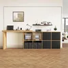 A modern home office setup with an L-shaped desk and shelving unit. Podgląd zdjęcia produktu