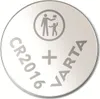 A close-up, top-down view of a VARTA CR2016 lithium coin cell battery. Anteprima dell’immagine prodotto