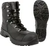 A pair of black leather work boots and a separate sole are shown against a white background. Produktbild-Vorschau