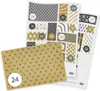 A collection of stickers for an advent calendar, with numbers from 1 to 24, and various festive patterns. Produktbild-Vorschau