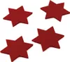 Four red star-shaped felt coasters are arranged on a white background. Produktbild-Vorschau
