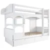 A white bunk bed with drawers and shelves. Náhled obrázku produktu