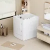 A modern bathroom with a walk-in bathtub, sink, and vanity. Produktbild-Vorschau