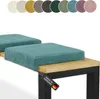 Two turquoise bench cushions on a wooden bench with a black metal frame. A tag with 'MADE IN GERMANY' and the German flag is attached to the bench. Anteprima dell’immagine prodotto