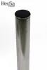 A close-up studio shot of a single stainless steel table leg with a black cap on top, against a white background. Produktbild-Vorschau