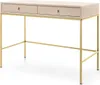 A modern desk with a beige top and gold metal legs, shown against a white background. Náhľad obrázku produktu
