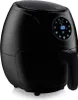 A black air fryer is shown from a three-quarter angle against a white background. Produktbild-Vorschau