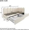A diagram showing the dimensions of a bed frame with drawers. Anteprima dell’immagine prodotto