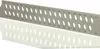 A metal ruler with measurement markings and holes, casting a reflection on a white surface. Produktbild-Vorschau