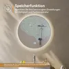 A circular LED mirror with a brain-like circuit pattern displayed on its surface, set in a bathroom environment. Anteprima dell’immagine prodotto