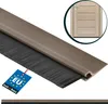 A close-up of a brown brush seal strip with a small inset image of a wooden door. Produktbild-Vorschau