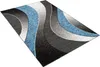 A modern rug with abstract wavy patterns in gray, black, blue, and white. Náhľad obrázku produktu