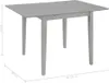 A gray dining table with dimensions indicated by measurement lines. Náhled obrázku produktu