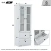 A white display cabinet with dimensions indicated by numbers and lines. Produktbild-Vorschau