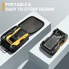 A portable air compressor is shown in its storage case and also disassembled to show its internal components. Podgląd zdjęcia produktu