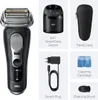 A collage of images showing a Braun electric shaver and its accessories. Náhľad obrázku produktu