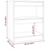 A line drawing of a bookshelf with dimensions indicated by text and lines. Voir les images du produit