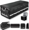 A collage of images showing a black car trunk organizer and its accessories. Náhled obrázku produktu
